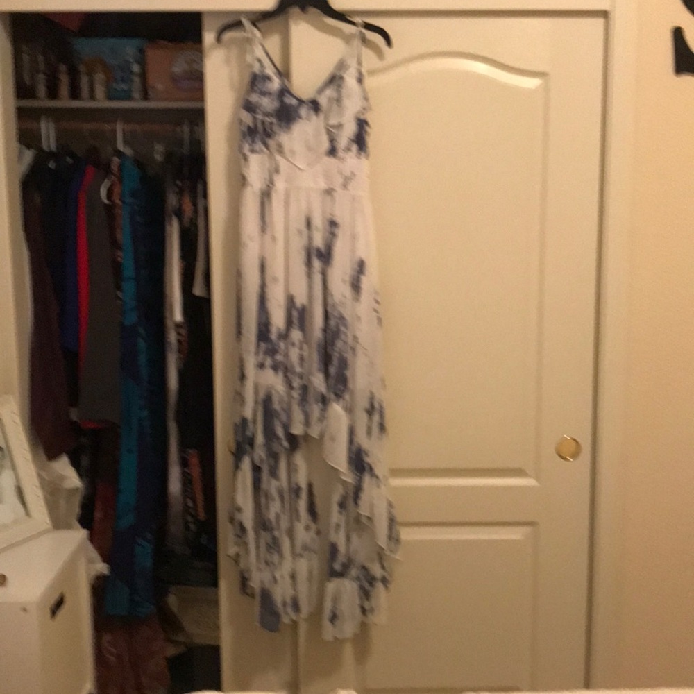 Guess hi low white and blue dress